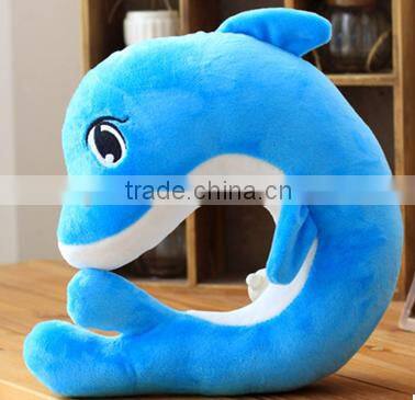 dolphin plush u pillow/plush dolphin nap pillow/plush animnal guard U pillow