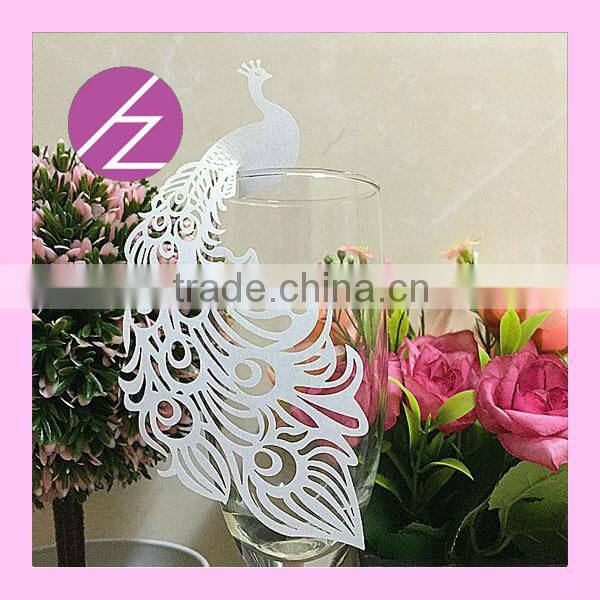 wedding party event table decoration peacock name place card JK66