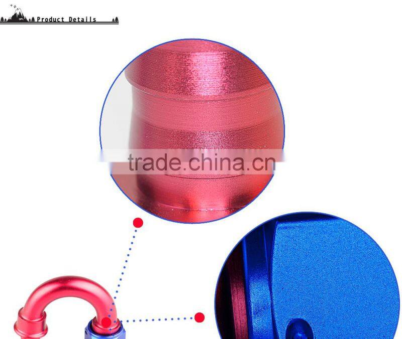 Interchangeable Iso9000 Wholesale Aluminum Oil Cooler Hose Fitting 180 Degree Push On End blue and red 10-180-10