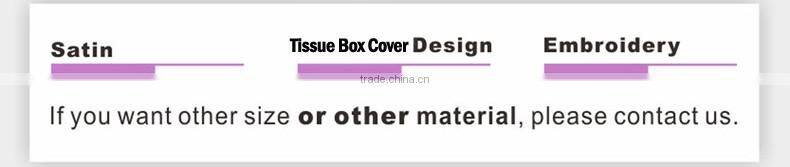 polyester tissue box cover embroidered wtih clover on satin fabric