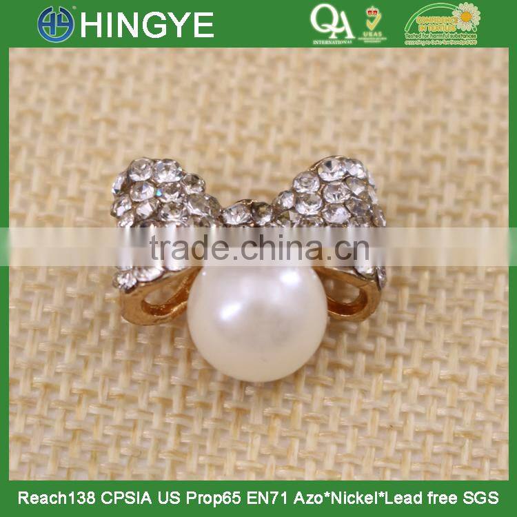 wholesale small rhinestone alloy bow for kids clothing 15775-3