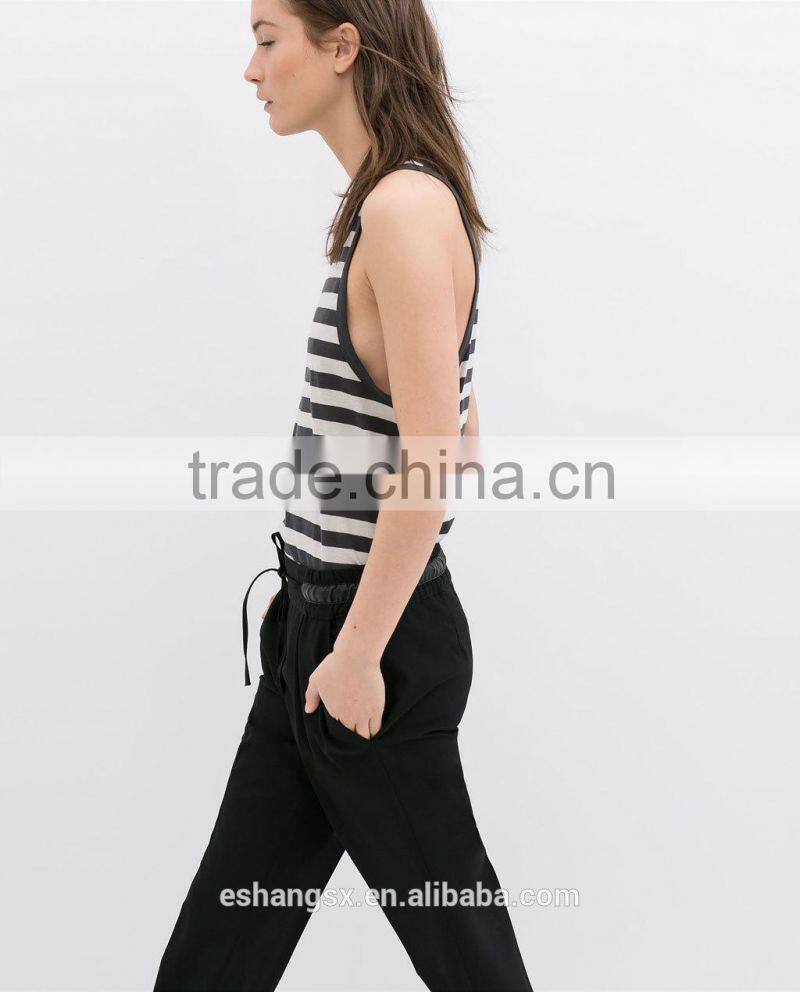 Ladies sleeveless cotton striped blouse