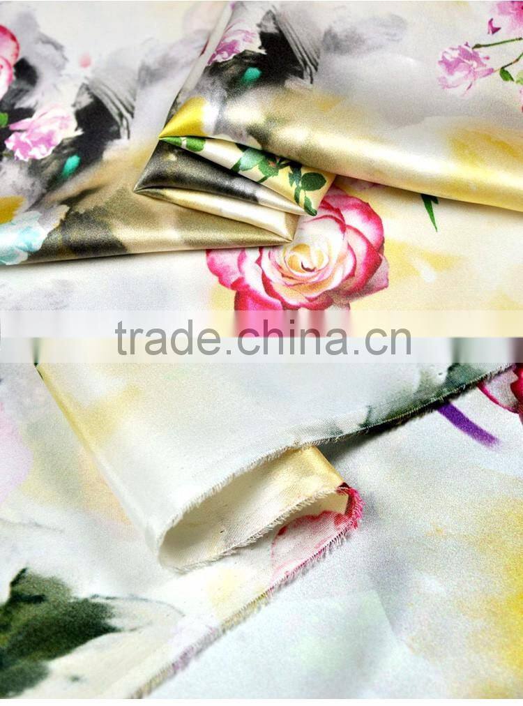 Pure Silk Fabric Printed Fabric Charmeuse Silk Satin fabric 100% silk fabirc