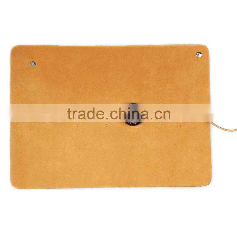 genuine leather rolling cosmetic pouch lipstick holder with closure