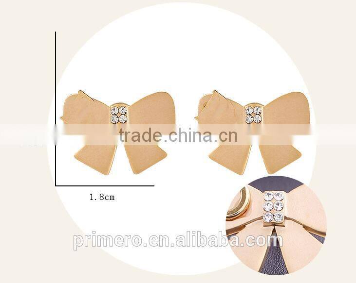 New Gold Plated Rhinestones Bow Butterfly Stud Earring For Women Jhumke Jewellery
