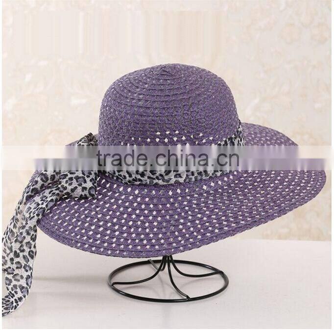 QXSH0055D Red strip straw beach hat for women Fedora