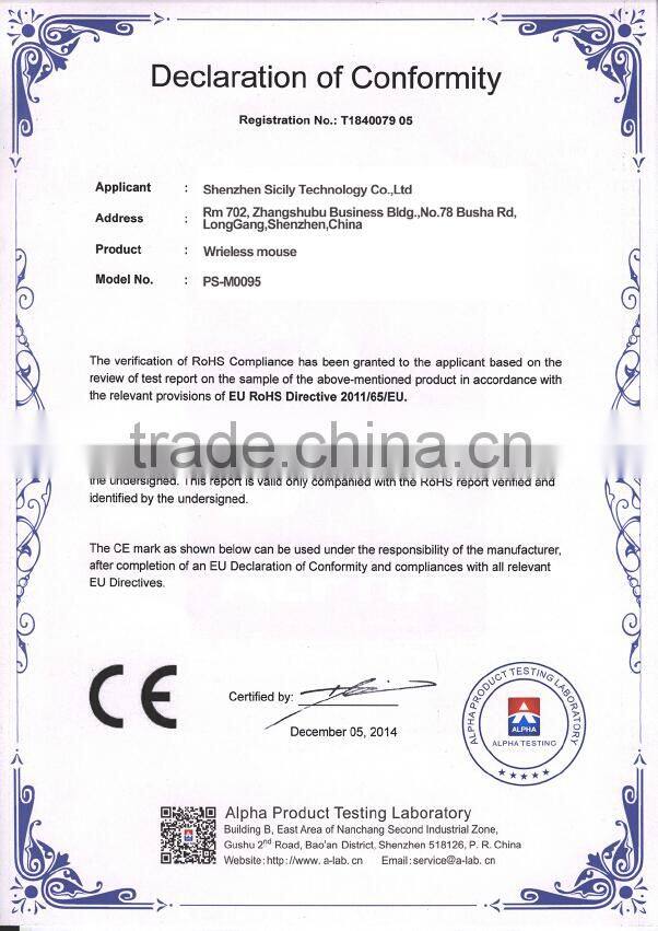 2015 arc folding mouse wireless with 1-year warranty and 3 million times click life as promotional gift