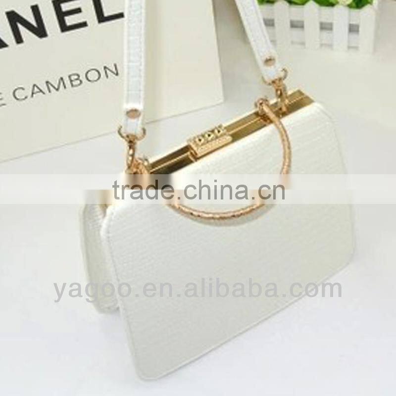 fashion so elegant new style metal handle clear belt cross body handbag
