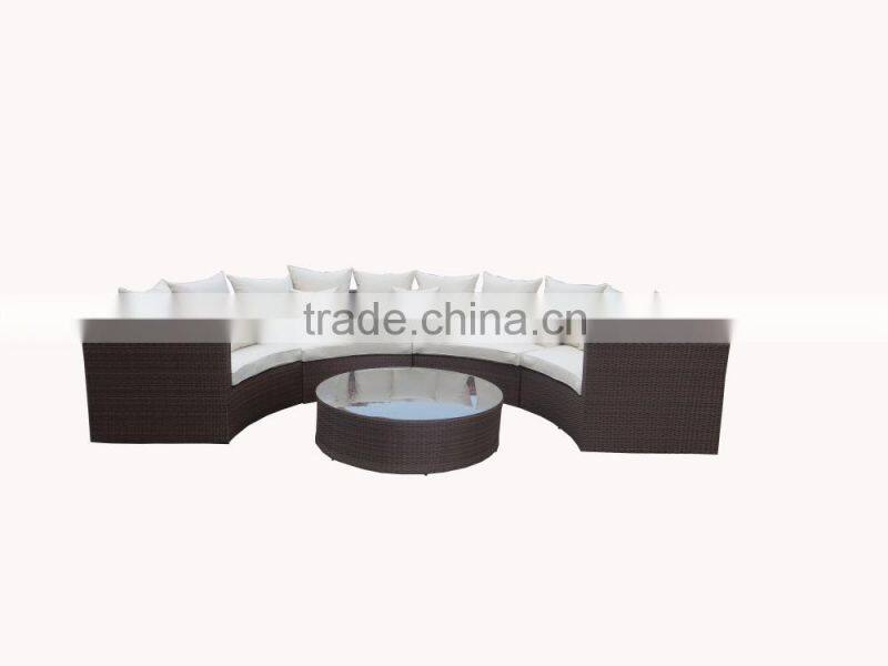 Hot sale! Half round sofa set PE rattan outdoor furniture