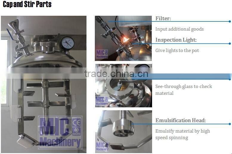 MIC-100L auto lifting vacuum stainless cosmetic emulsifying machine emulsifying mixer Europe standard