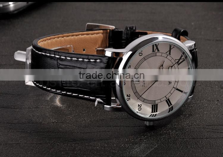 Newest Leather Strap Men Wrist Watch Gift KING SILIVER