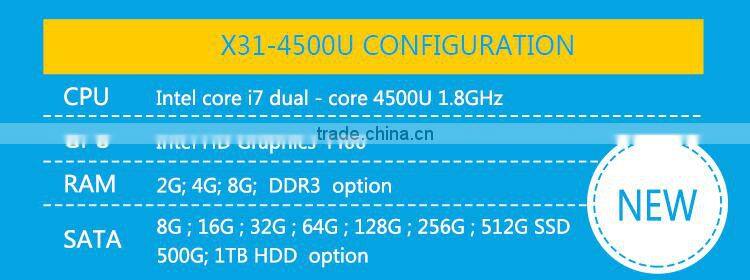 Low Price X31-4500u Thin Mini Itx Fanless i3 Fanless Desktop PC Support MIC 8G RAM 256G SSD