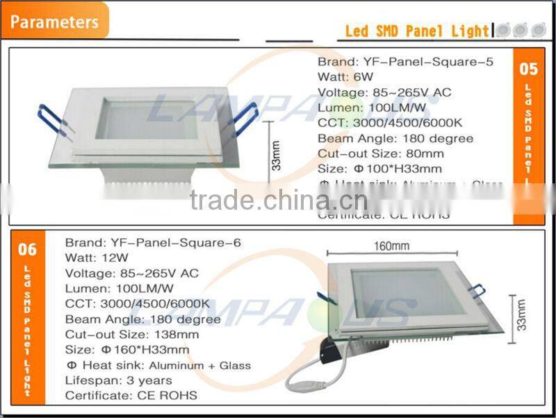2014 new design panel series dimmable led panel lighting 6~18w high power square led ceiling panel light