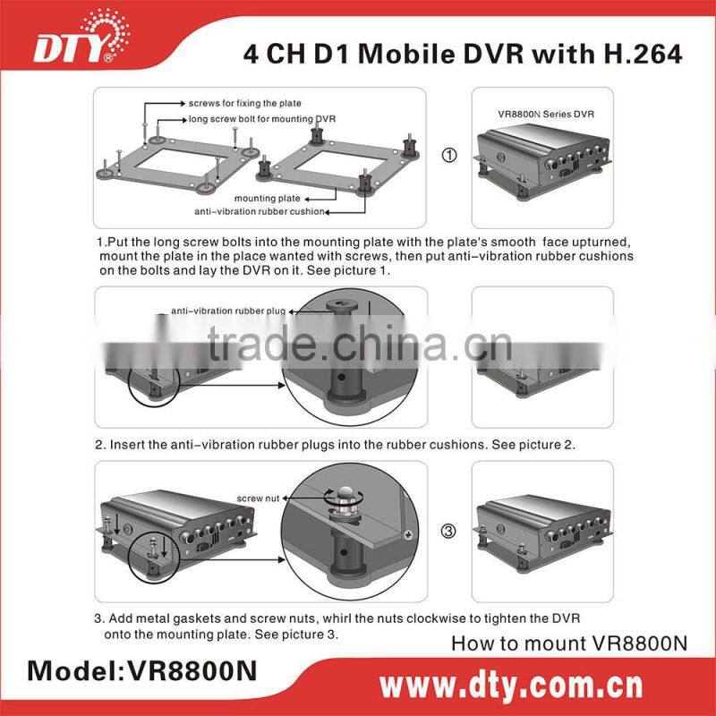 DTY VR8800G rugged h.264 gps function d1internal lcd overwrite 4 channel usb 2.0 dvr