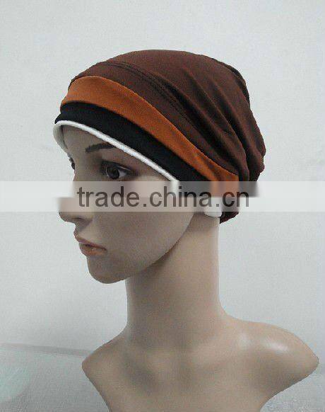 C004 new muslim underscarf with 3 lines,cotton underscarf and hats