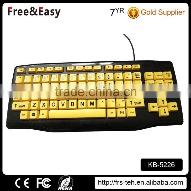 Waterproof Color with Large Keys Plug and Play Children Wired Keyboard