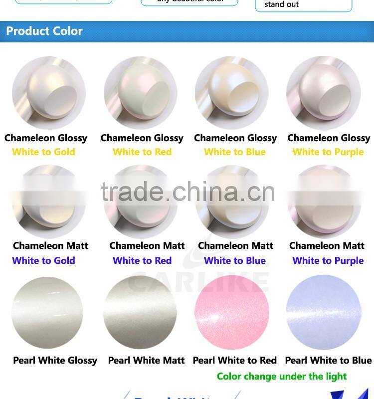 CARLIKE Brand Chameleon Pearl White Glossy PVC Film Red For Car Sticker
