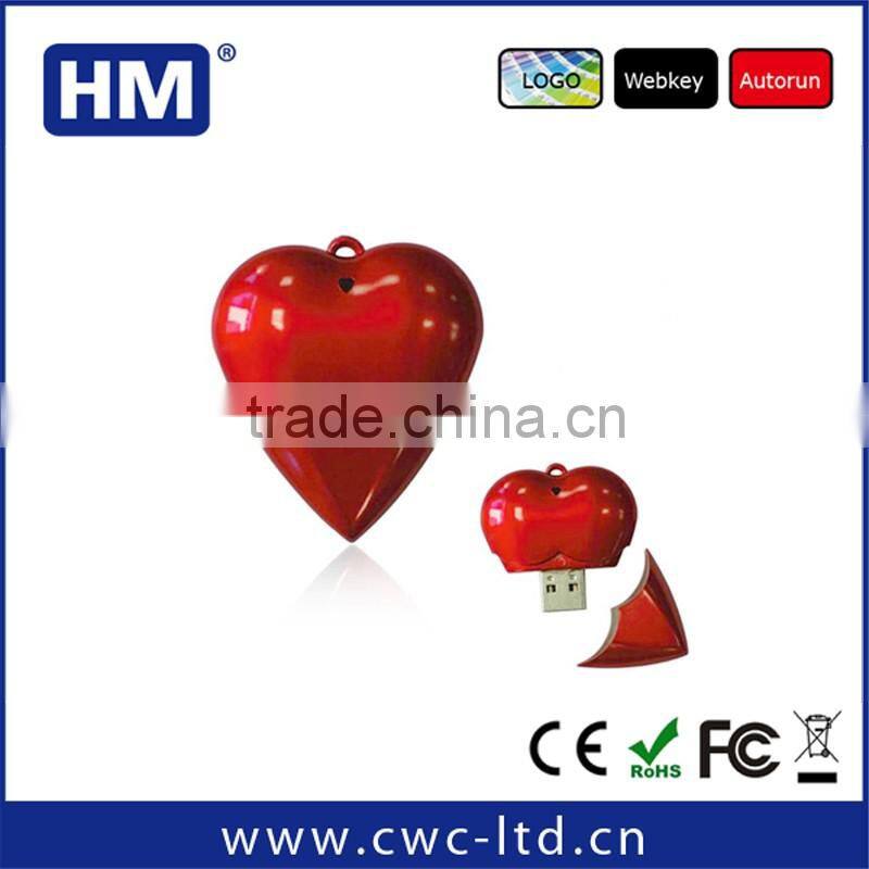 Plastic Heart shaped 4GB 8GB 16GB 32GB usb flash drive