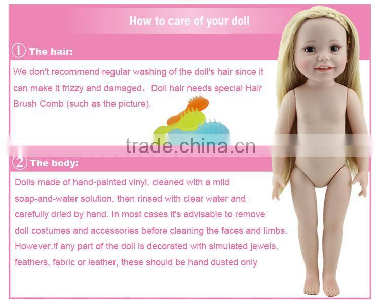 Eco-friendly vinyl baby doll custom american girl doll birthday gift and home decoration 18inch doll american girl