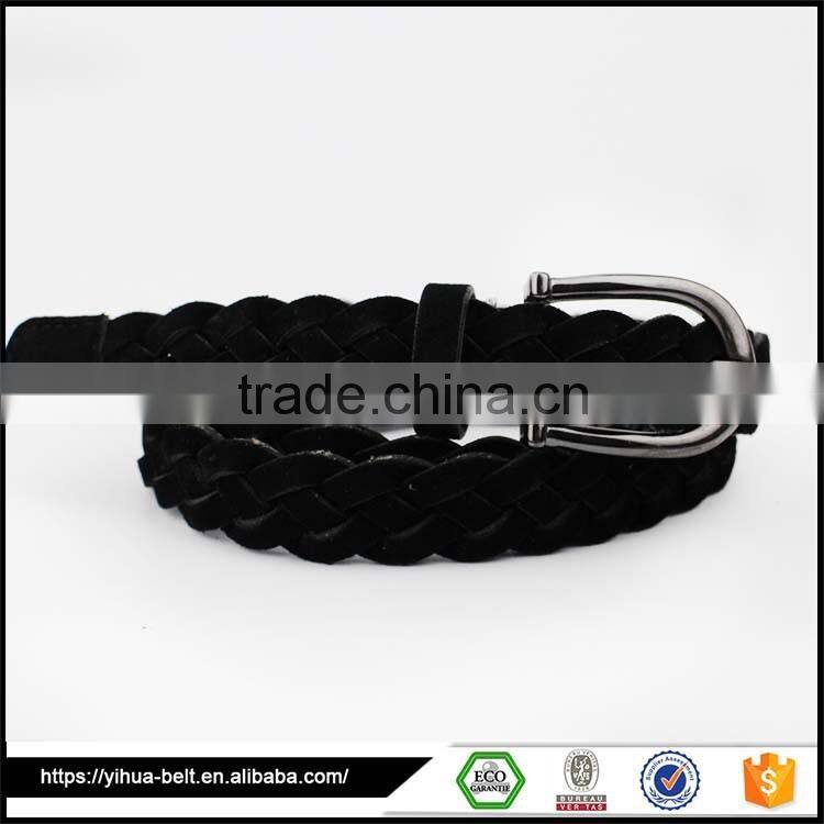 Button circle buckle fashion braided belt for women