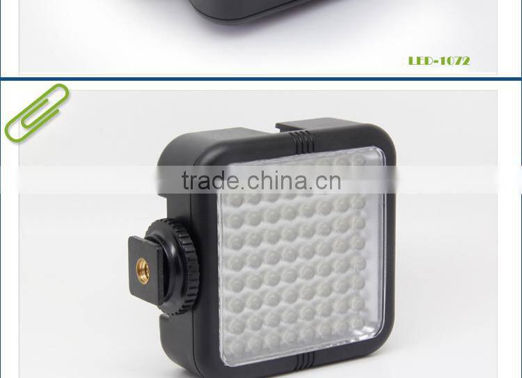 Small size 72pcs leds video light for mobilephone or camera with battery