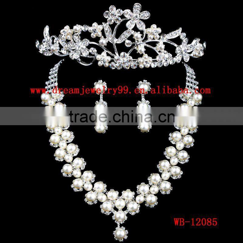 trendy rhinesetone tiara necklace and earring sets