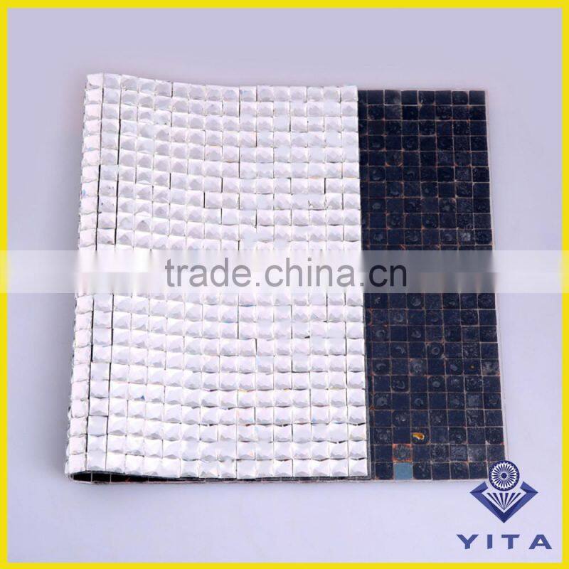 Factory price hotfix 8*8MM all glass rhinestone mesh sheet 24*40cm