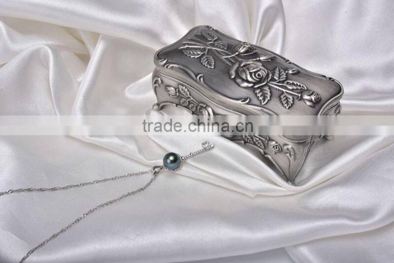 S925 silver necklace 8--9mm tahitian black pearl jewellery pendant