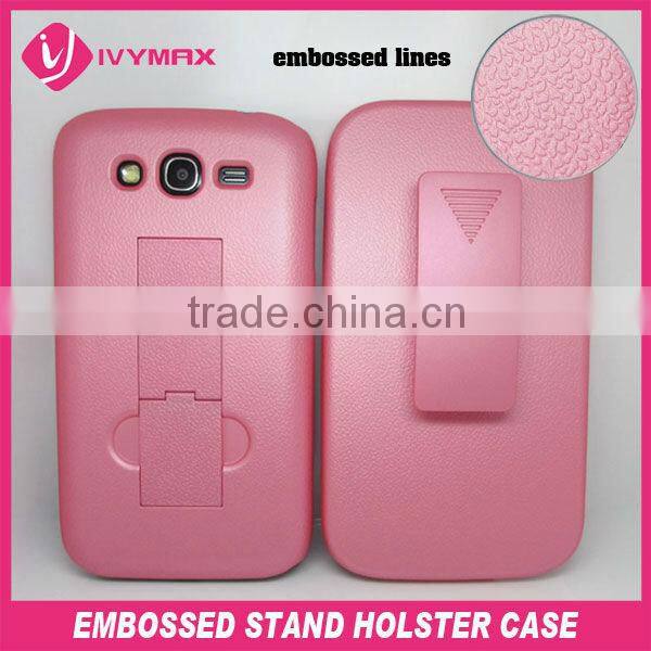 2013 new products mobile phone accessory for samsung grand duos i9082 embossed flip holster combo case