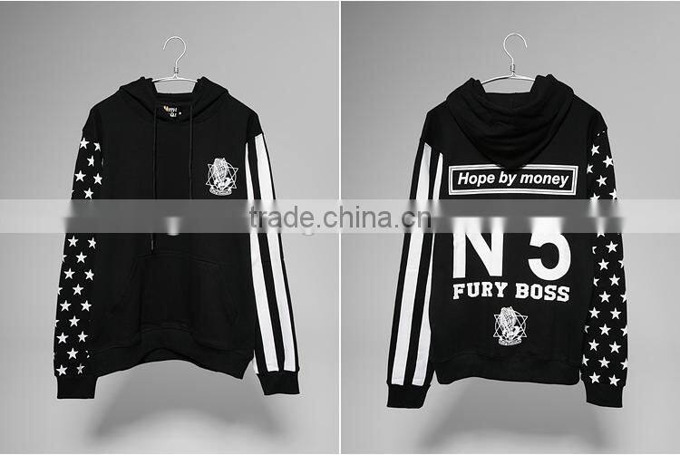 custom fashion mens black white striped hoodie