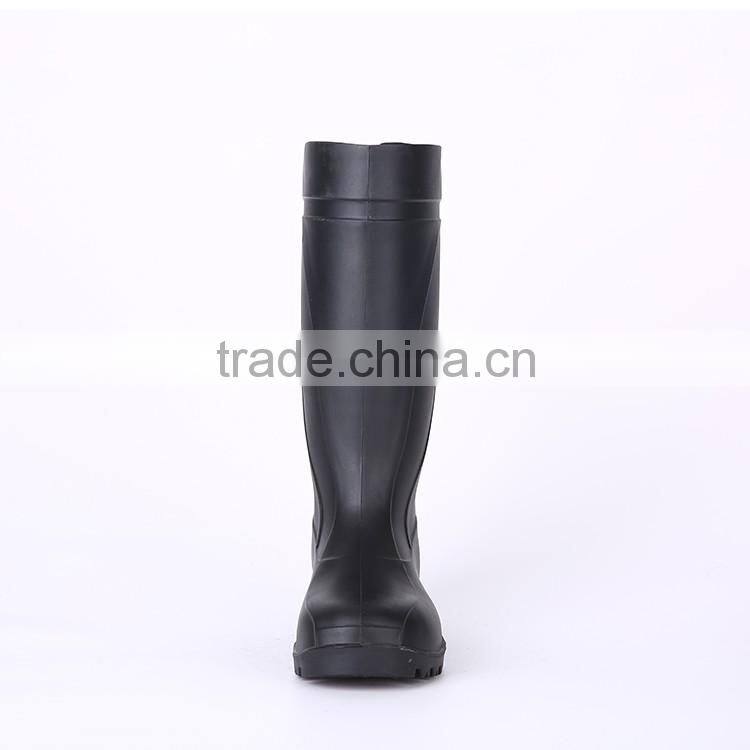 2016 Wholesale cheap black safety PVC rain boots, steel toe insert safety boots
