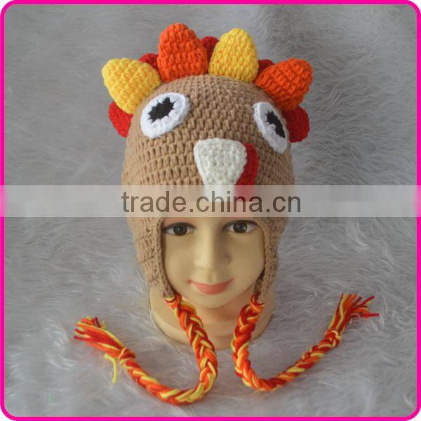 Handmade milk cotton baby crochet turkey hat