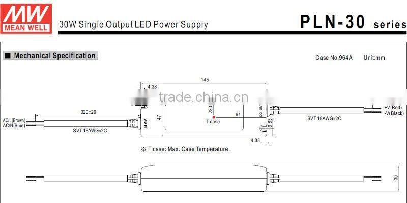 MW 30W PLN-30 Single Output LED Power Supply