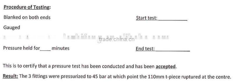 HDPE material Socket Joint Series 45 Equal Eblow Sizes SDR11 SDR17.6