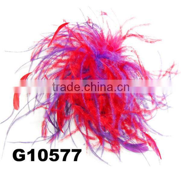 Wholesale Ostrich Feather Fascinator Puff Brooch Lapel Pin Hair Clip G10577