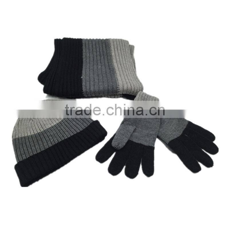 2015 fashion winter soft&warm knitted hat scarf glove set