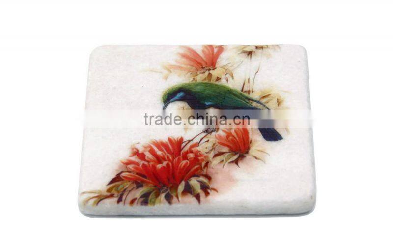 Eco-friendly marble coaster set with absorbent cork piece