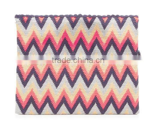 multi color woven cotton clutch bag for women