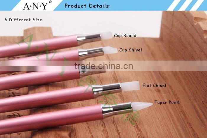 ANY Newest Design Acrylic Metal Handle Nail Art 3D Nail Design Tool Silicone Set