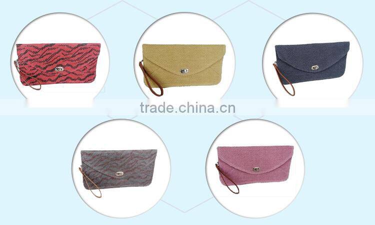 Hot sell fashoin colorful summer printed promotional polyester chain clutch bag handbags