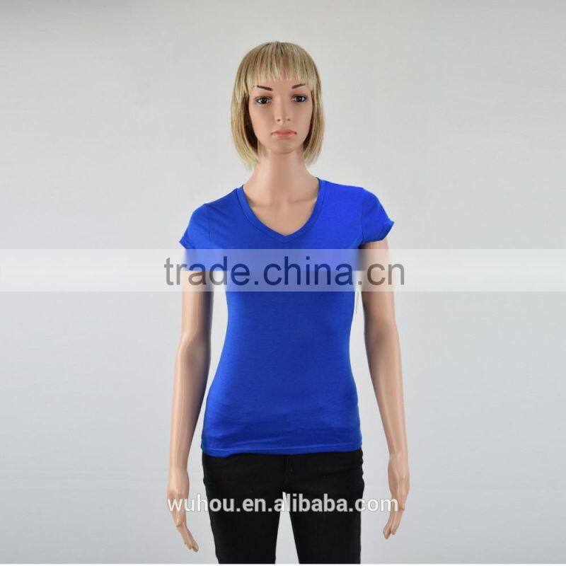2016 Women's V neck pure color fitness t-shirts