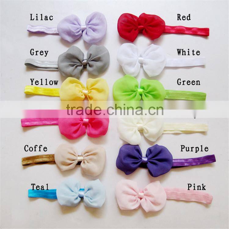 mix colors chiffon bowknot top baby headband wholesale