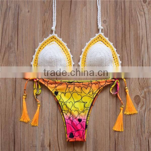 lady summer crochet swimwear , hand knitted lady bikini