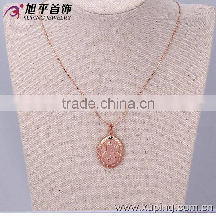 32144 Rose Gold Color Oval Mary Pendant, Mother and Child Pendant jewellry