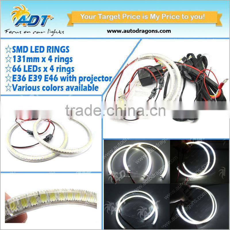 131MM 4 Ring 5050 SMD LED Halo Ring Kit For BMW E36 E46 E39 With Projector