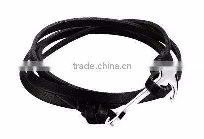 Genuine blue leather Bracelet Adjustable Anchor hook Accessory bracelet