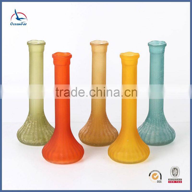 Factory Direct Sale Colored Vase Wholesale Bulk Long Neck Glass Vase With Round Bottom