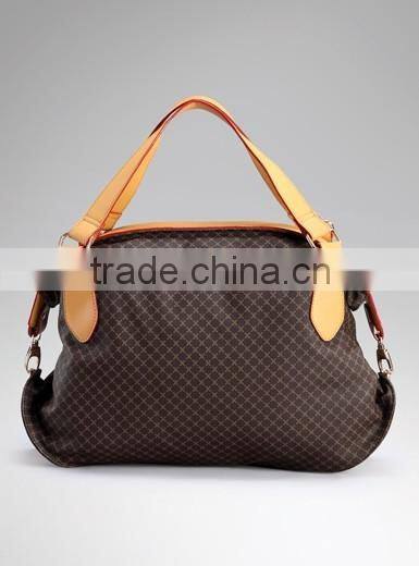PVC triped material top zip satchel tote bag luxuries detail handbag