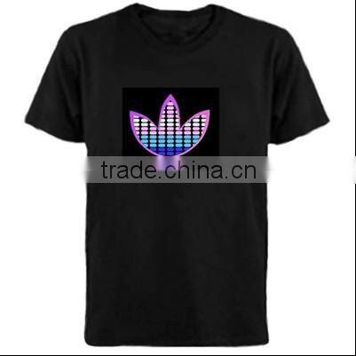 wholesale 100% cotton sould active led t-shirt / el t-shirt/el equalizer t-shirt