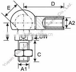 24-10-30mm yellow zinc plated metal Ball and socket Joint with M8 and M8 for Gas spring